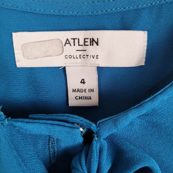 Atlein womens blue tie back long sleeved button up flowy tunic blouse size 4 - Picture 4 of 10